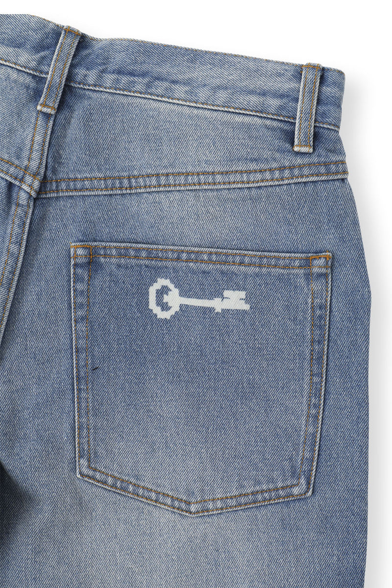 Stone Wash Saide Zip Denim Pants Blue – KEYES