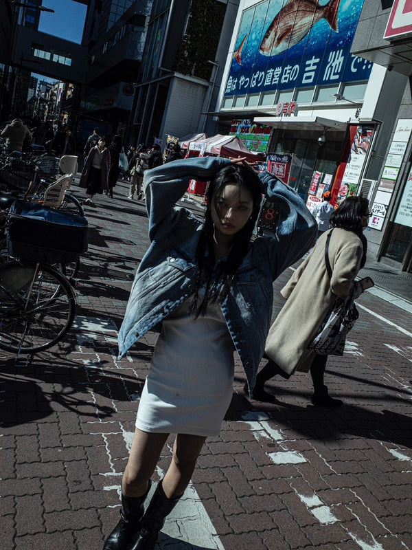 Stone Wash Denim Jacket Blue