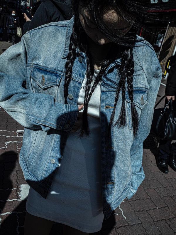Stone Wash Denim Jacket Blue