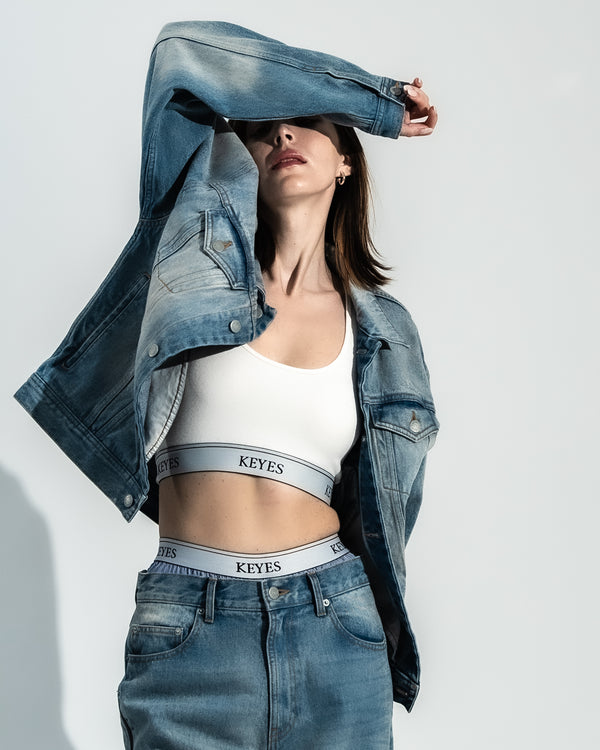 Stone Wash Denim Jacket Blue