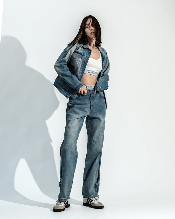 Stone Wash Denim Jacket Blue