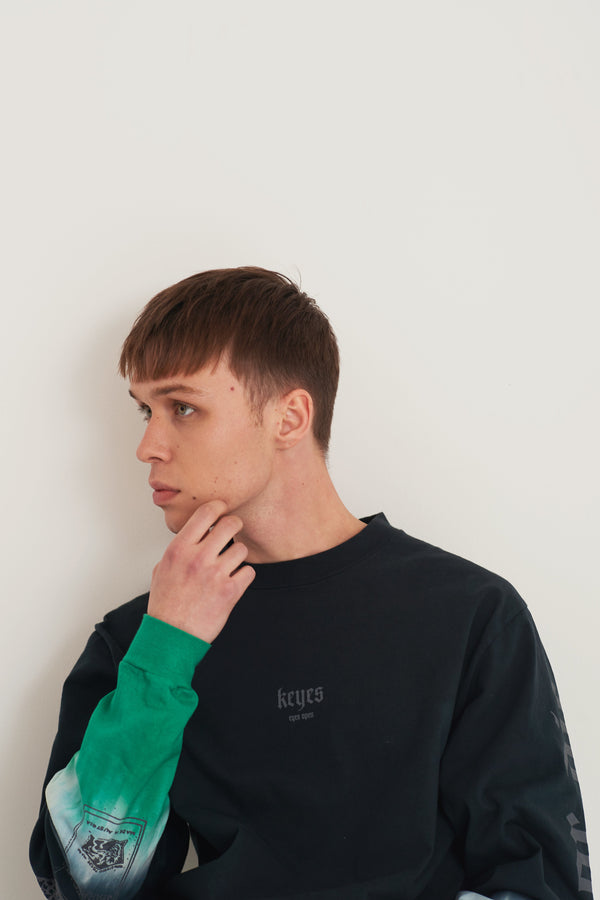 Arm Gradation Long Tee Black