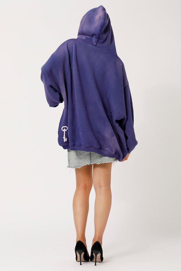 GROOVE ALL NIGHT Stone Wash  Hoodie Purple