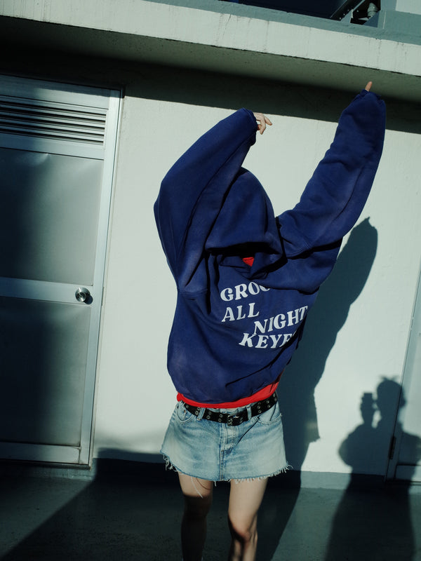 GROOVE ALL NIGHT Stone Wash  Hoodie Purple