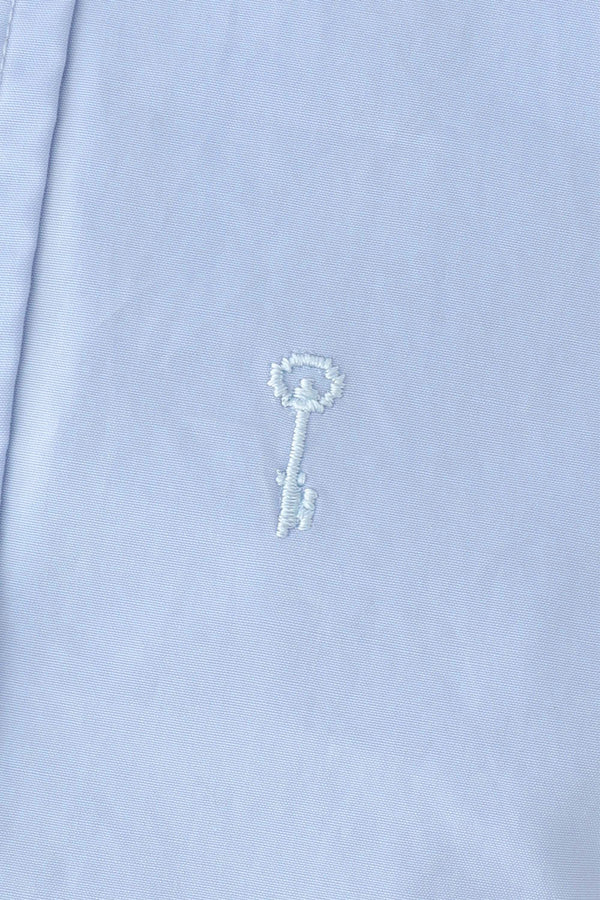 Pixel Key Embroidery Dress Shirt Blue