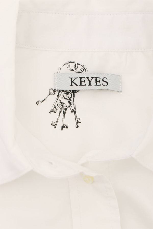 Pixel Key Embroidery Dress Shirt White
