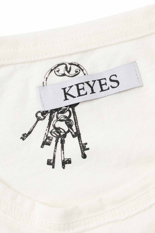 Pixel Key Embroidery Short Length TEE White