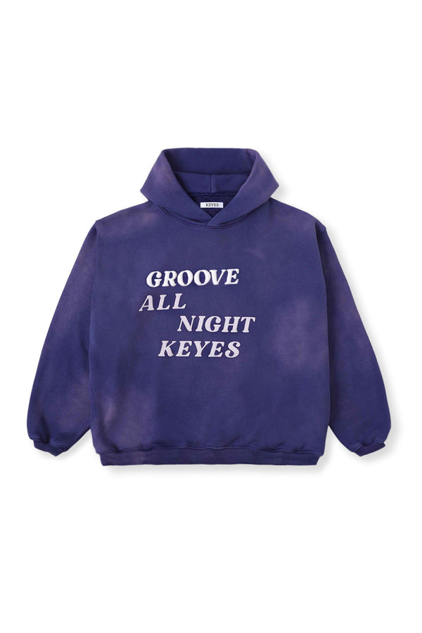 GROOVE ALL NIGHT Stone Wash  Hoodie Purple